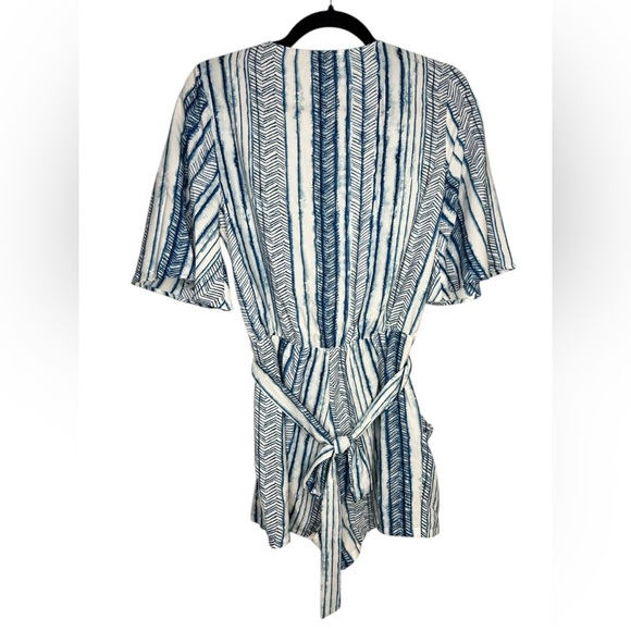 TYCHE Blue White Striped Belted Romper Size Medium - Picture 7 of 15